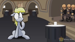 Size: 1334x750 | Tagged: safe, artist:harmony studios, screencap, derpy hooves, pony, g4, bith, crossover, derpy's delivery, doikk na'ts, figrin d'an, figrin d'an and the modal nodes, fizzz, kloo horn, mos eisley cantina, mos eisley cantina band, musical instrument, ommni box, scared, star wars, tech m'or