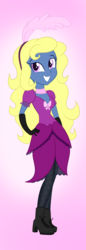 Size: 624x1824 | Tagged: dead source, source needed, useless source url, safe, artist:wubcakeva, oc, oc only, oc:azure/sapphire, equestria girls, g4, female, gradient background, looking at you, rule 63, saloon dress, smiling, solo