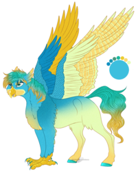 Size: 884x1102 | Tagged: safe, artist:bijutsuyoukai, oc, oc only, classical hippogriff, hippogriff, colored hooves, interspecies offspring, magical gay spawn, offspring, parent:gallus, parent:sandbar, parents:gallbar, realistic horse legs, simple background, solo, transparent background