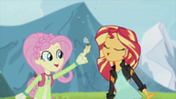 Size: 370x208 | Tagged: safe, edit, edited screencap, screencap, sunset shimmer, comic:a new change, equestria girls, friendship through the ages, g4, anatomically incorrect, needs more jpeg, pregnant, pregnant edit, teen pregnancy