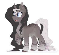 Size: 1023x960 | Tagged: safe, artist:pvrii, oc, oc only, hybrid, pony, unicorn, zony, female, mare, simple background, solo, transparent background