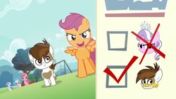 Size: 1280x720 | Tagged: safe, screencap, diamond tiara, dinky hooves, liza doolots, petunia, pipsqueak, ruby pinch, scootaloo, tootsie flute, earth pony, pony, crusaders of the lost mark, g4, colt, male, playground, vote