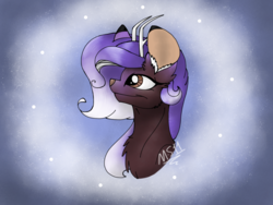 Size: 2048x1536 | Tagged: safe, artist:melonseed11, oc, oc only, deer pony, original species, bust, female, mare, portrait, solo