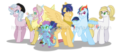 Size: 1024x434 | Tagged: safe, artist:ponycat-artist, oc, oc only, oc:berry pie, oc:diamont night, oc:flash light, oc:ivory crystal, oc:prince silver comet, oc:snowy lilly, dragon, earth pony, hybrid, pegasus, pony, unicorn, base used, digital art, dragon oc, female, group, interspecies offspring, magical lesbian spawn, male, mare, next generation, offspring, parent:applejack, parent:discord, parent:flash sentry, parent:fluttershy, parent:pinkie pie, parent:pokey pierce, parent:princess ember, parent:rainbow dash, parent:rarity, parent:soarin', parent:spike, parent:twilight sparkle, parents:discoshy, parents:emberspike, parents:flashlight, parents:pokeypie, parents:rarijack, parents:soarindash, simple background, spread wings, stallion, transparent background, wall of tags, watermark, wings