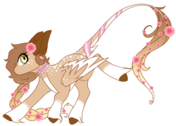 Size: 1024x735 | Tagged: safe, artist:kiara-kitten, oc, oc only, oc:ash, pegasus, pony, female, flower, flower in hair, flower in tail, mare, simple background, solo, transparent background, two toned wings