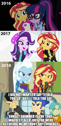 Size: 1696x3488 | Tagged: safe, artist:3d4d, brawly beats, flash sentry, ringo, sci-twi, starlight glimmer, sunset shimmer, trixie, twilight sparkle, equestria girls, equestria girls specials, g4, my little pony equestria girls: better together, my little pony equestria girls: forgotten friendship, my little pony equestria girls: legend of everfree, caption, female, flash sentry ace attorney, geode of empathy, image macro, implied shipping, lesbian, meme, ship:sci-twishimmer, ship:shimmerglimmer, ship:sunsetsparkle, ship:suntrix, shipping, sunset shimmer gets all the mares, text, waifu thief