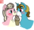 Size: 1200x1057 | Tagged: safe, artist:iyatsu, oc, oc:creamy neapolitan, oc:rubick, earth pony, pony, unicorn, blushing, bust, chubby, eating, female, food, ice cream, ice cream cone, male, nuzzling, oc x oc, scrunchy face, shipping, straight