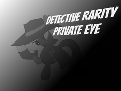 Size: 800x600 | Tagged: artist needed, source needed, safe, edit, rarity, g4, black and white, clothes, detective rarity, grayscale, hat, idea, monochrome, spinoff, trenchcoat