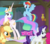 Size: 573x504 | Tagged: safe, edit, edited screencap, screencap, applejack, pinkie pie, princess celestia, rainbow dash, rarity, g4, horse play, my little pony: friendship is magic, animation error, cropped, meme, wow, wow! glimmer, wrong cutie mark