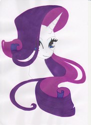 Size: 1275x1750 | Tagged: safe, artist:ocean-drop, rarity, pony, unicorn, g4, bust, female, looking at you, mare, marker drawing, portrait, simple background, traditional art, white background
