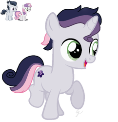 Size: 709x732 | Tagged: safe, artist:royalswirls, rumble, sweetie belle, oc, oc only, pony, unicorn, base used, colt, female, male, offspring, parent:rumble, parent:sweetie belle, parents:rumbelle, ship:rumbelle, shipping, simple background, solo, straight, white background