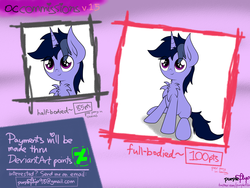Size: 2048x1536 | Tagged: safe, artist:php142, oc, oc only, oc:purple flix, pony, unicorn, chest fluff, commission, commission info, cute, heart, heart eyes, male, sitting, solo, wingding eyes