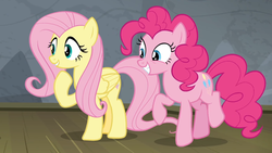 Size: 1920x1080 | Tagged: safe, screencap, fluttershy, pinkie pie, g4, horse play, excited