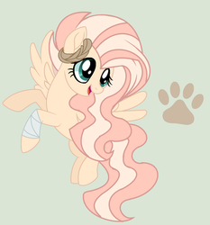 Size: 400x429 | Tagged: safe, artist:cakewits, oc, oc only, oc:bella paw, pegasus, pony, female, green background, mare, offspring, parent:bulk biceps, parent:fluttershy, parents:flutterbulk, simple background, solo