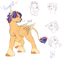 Size: 2800x2600 | Tagged: safe, artist:mah521, oc, oc only, oc:slicing wind, pegasus, pony, cloven hooves, female, helmet, high res, mare, offspring, parent:flash sentry, parent:moondancer, parents:flashdancer, reference sheet, solo, two toned wings