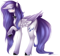 Size: 1024x957 | Tagged: safe, artist:mauuwde, oc, oc only, oc:chrysalis galaxy, pegasus, pony, choker, female, mare, raised hoof, simple background, solo, spiked choker, transparent background