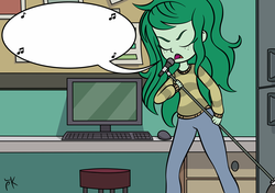 Size: 2893x2039 | Tagged: safe, artist:pony4koma, wallflower blush, equestria girls, g4, battle of the bands, female, high res, karaoke, meme, solo, song, template
