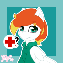 Size: 1000x1000 | Tagged: safe, artist:pastel-pony-princess, oc, oc only, oc:dookin foof lord, pegasus, pony, clothes, cute, doctor, medic, pictogram, simple background, solo