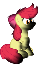 Size: 3000x4416 | Tagged: safe, artist:sollace, apple bloom, earth pony, pony, g4, burned, derped, female, implied explosion, messy mane, missing cutie mark, show accurate, simple background, sitting, solo, transparent background, vector