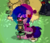 Size: 264x227 | Tagged: safe, oc, oc only, pony, pony town, bag, clothes, grass, lantern, makeup, plant, random background pony, skirt, sleeping, solo, z, zzz