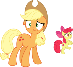 Size: 7640x6986 | Tagged: safe, artist:deyrasd, apple bloom, applejack, earth pony, pony, g4, absurd resolution, floppy ears, simple background, transparent background, vector