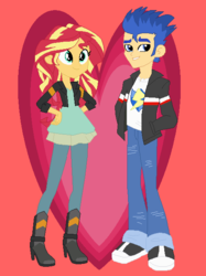 Size: 470x630 | Tagged: safe, artist:jamessentry, flash sentry, sunset shimmer, equestria girls, g4, duo, female, male, ship:flashimmer, shipping, straight