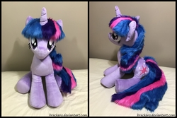 Size: 3075x2050 | Tagged: safe, artist:brackens, twilight sparkle, pony, unicorn, g4, female, high res, irl, life size, mare, photo, plushie, sitting, solo