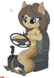 Size: 1155x1650 | Tagged: safe, artist:orang111, oc, oc only, lamia, monster pony, original species, snake pony, car seat, driving, inside view, pedal, scania, seat, solo, steering wheel