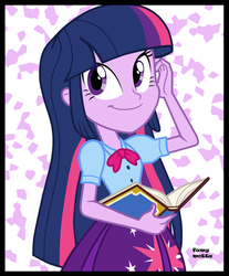 Size: 814x982 | Tagged: safe, artist:famymotta, artist:lunchie, twilight sparkle, equestria girls, g4, my little pony equestria girls: rainbow rocks, book, clothes, credits, female, shine like rainbows, solo, twilight sparkle (alicorn)