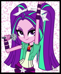 Size: 814x982 | Tagged: safe, artist:famymotta, aria blaze, equestria girls, g4, my little pony equestria girls: rainbow rocks, clothes, female, looking at you, microphone, solo