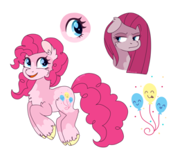 Size: 1999x1830 | Tagged: safe, artist:solareflares, pinkie pie, earth pony, pony, g4, angry, cutie mark, ear fluff, eye, female, fluffy, frown, happy, pinkamena diane pie, redesign, simple background, smiling, solo, standing, transparent background