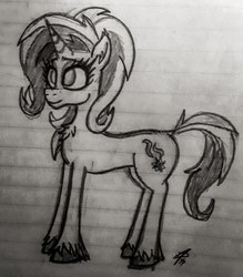 Size: 1932x2206 | Tagged: safe, starlight glimmer, pony, unicorn, g4, female, lined paper, monochrome, solo, traditional art