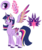 Size: 1697x2000 | Tagged: safe, artist:solareflares, twilight sparkle, alicorn, pony, g4, colored wings, cutie mark, ear fluff, eye, female, glowing horn, horn, magic, princess, redesign, simple background, smiling, solo, standing, transparent background, twilight sparkle (alicorn), wings