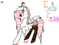 Size: 4000x3000 | Tagged: safe, artist:jujuwilly, derpibooru exclusive, oc, oc only, pegasus, pony, clothes, female, open mouth, pink mane, purple eyes, simple background, slime, socks, solo, tongue out