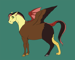 Size: 1000x813 | Tagged: safe, artist:dartzu, oc, oc only, oc:timber twist, draconequus, hybrid, colored hooves, draconequus oc, interspecies offspring, offspring, parent:discord, parent:fluttershy, parents:discoshy, solo