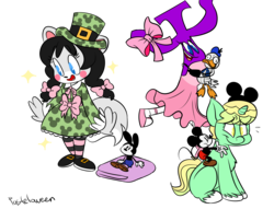 Size: 3400x2600 | Tagged: safe, artist:pasteloween, oc, pony, unicorn, clothes, commission, disney, doll, donald duck, high res, mickey mouse, oswald the lucky rabbit, simple background, socks, striped socks, toy, transparent background