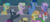 Size: 864x383 | Tagged: safe, screencap, berry punch, berryshine, blues, coco crusoe, dark moon, fleur-de-lis, graphite, junebug, millie, noteworthy, rainbow stars, rainbowshine, sunshower raindrops, earth pony, pegasus, pony, unicorn, g4, horse play, angry, background pony, background pony audience, bow, cropped, female, food, hair bow, hair bun, male, mare, sitting, stallion, tomato