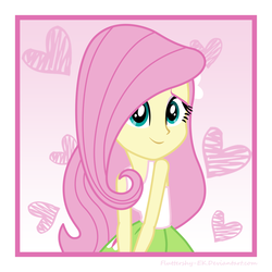 Size: 9000x9000 | Tagged: safe, artist:efk-san, fluttershy, equestria girls, g4, absurd resolution, clothes, cute, female, heart, show accurate, shyabetes, skirt, smiling, solo, tank top