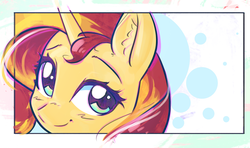 Size: 3124x1855 | Tagged: safe, artist:mirroredsea, sunset shimmer, pony, unicorn, g4, cute, female, looking at you, mare, shimmerbetes, smiling, solo