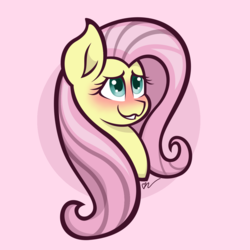 Size: 1269x1269 | Tagged: safe, artist:raptorlover0823, fluttershy, pegasus, pony, g4, blushing, bust, female, looking at you, mare, solo