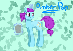 Size: 1024x724 | Tagged: safe, artist:kuroiana, oc, oc:amber pop, pony, unicorn, book, leaf background