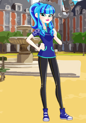 Size: 441x630 | Tagged: safe, artist:spike fancy, sonata dusk, human, equestria girls, g4, converse, crossover, dressup, female, games, looking at you, miraculous ladybug, shoes, sneakers, style emulation