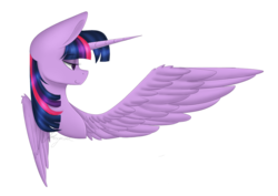 Size: 1027x728 | Tagged: safe, artist:imbirgiana, part of a set, twilight sparkle, alicorn, pony, g4, bust, female, lidded eyes, mare, mi amores, one wing out, simple background, smiling, solo, transparent background, twilight sparkle (alicorn)
