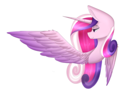 Size: 1028x728 | Tagged: safe, artist:imbirgiana, part of a set, princess cadance, alicorn, pony, g4, bust, female, lidded eyes, mare, mi amores, one wing out, simple background, smiling, solo, transparent background