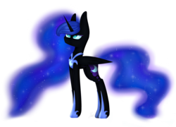 Size: 6800x4900 | Tagged: safe, artist:imbirgiana, nightmare moon, alicorn, pony, g4, absurd resolution, cutie mark, ethereal mane, female, jewelry, looking up, mare, missing accessory, regalia, simple background, solo, starry mane, transparent background
