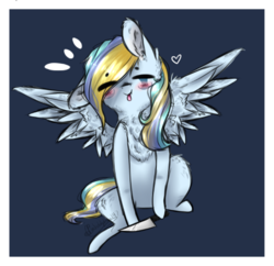 Size: 530x513 | Tagged: safe, artist:pinkdolphin147, oc, oc only, oc:cherryfly smile, pegasus, pony, female, knife, mare, sitting, solo, tongue out