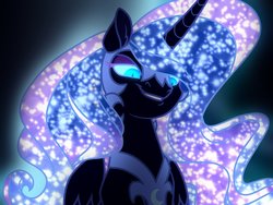 Size: 1032x774 | Tagged: safe, artist:radioactivepotato123, nightmare moon, pony, g4, .psd available, ethereal mane, female, grin, lidded eyes, looking down, smiling, solo