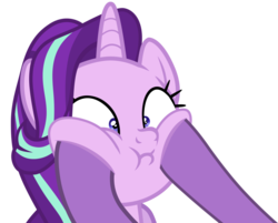 Size: 997x801 | Tagged: safe, artist:famousmari5, firelight, starlight glimmer, pony, unicorn, g4, the parent map, babying, belittling, cheek squish, cute, embarrassed, father and daughter, female, glimmerbetes, male, simple background, squishy cheeks, transparent background, vector
