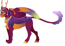 Size: 1556x1104 | Tagged: safe, artist:bijutsuyoukai, oc, oc only, hybrid, interspecies offspring, offspring, parent:the sphinx, parent:thorax, parents:sphirax, simple background, solo, transparent background
