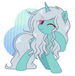 Size: 1153x1175 | Tagged: safe, artist:poppyglowest, oc, oc only, pony, unicorn, female, mare, one eye closed, simple background, solo, transparent background, wink